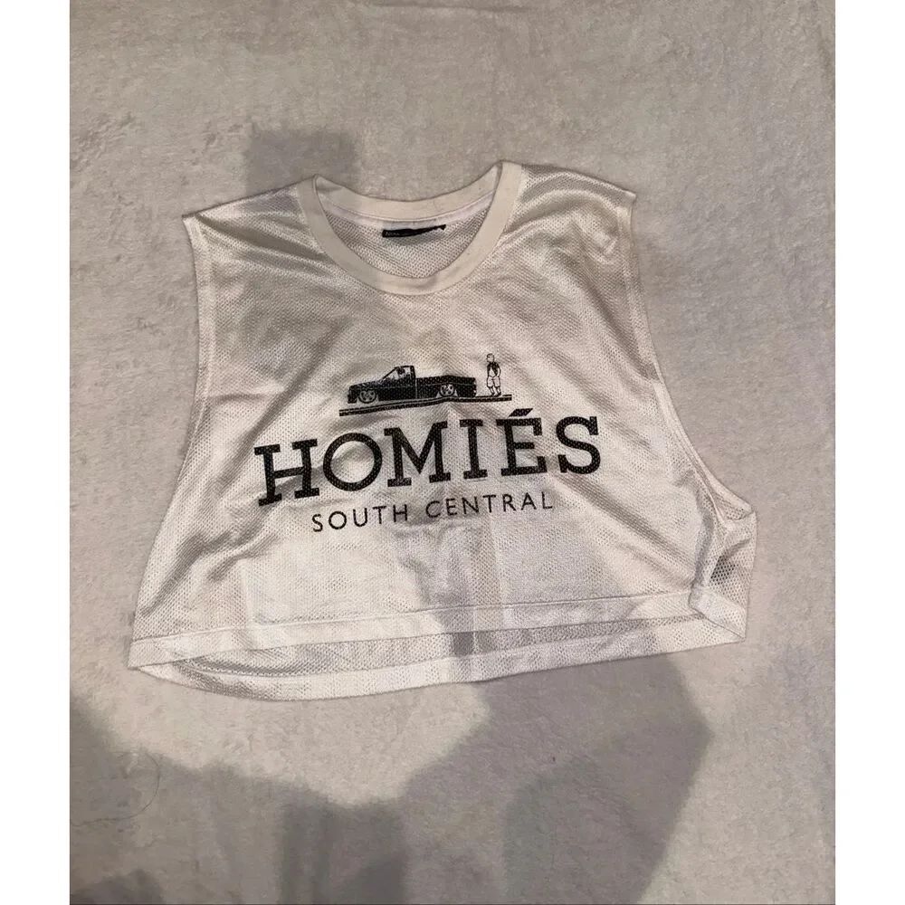 BLTEE SIZE S white homies net cropped top